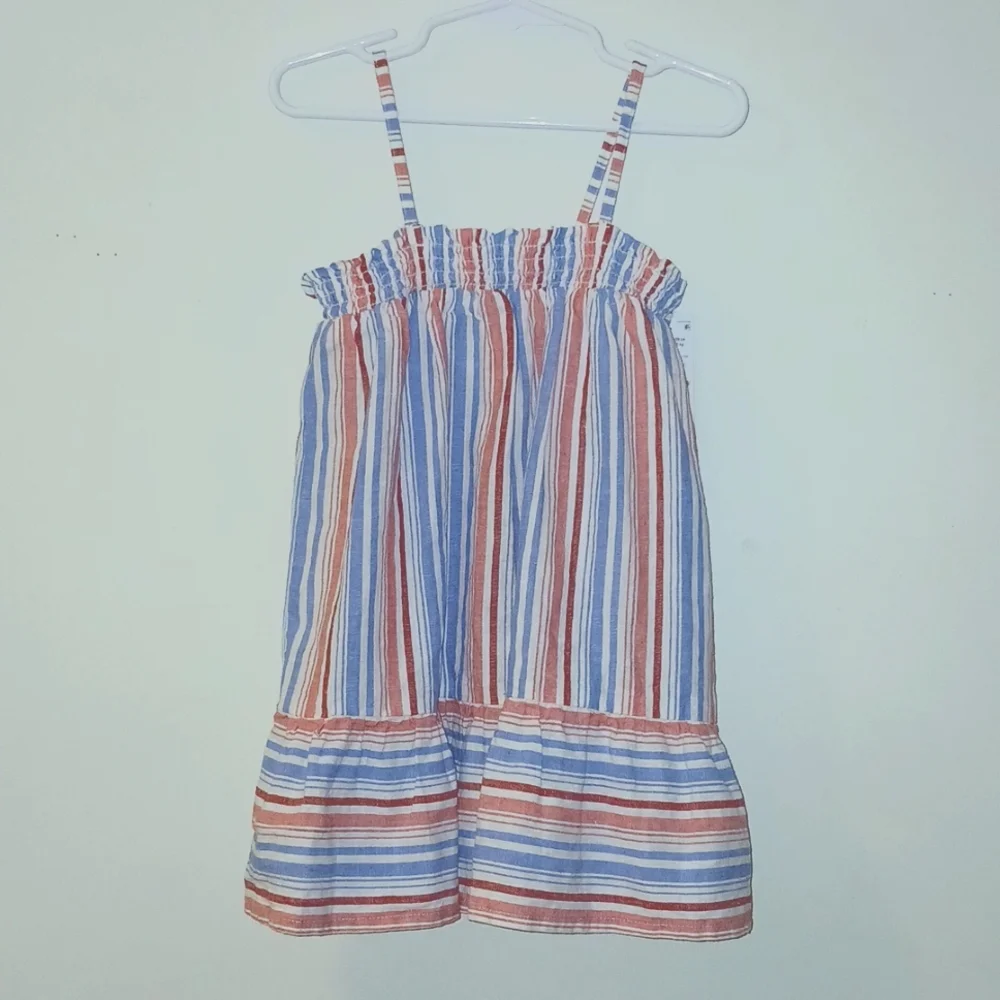 Oshkosh B'gosh Toddler Girls Sz 3T Multi Striped Ruffle Smocked‎ Bodice Dress